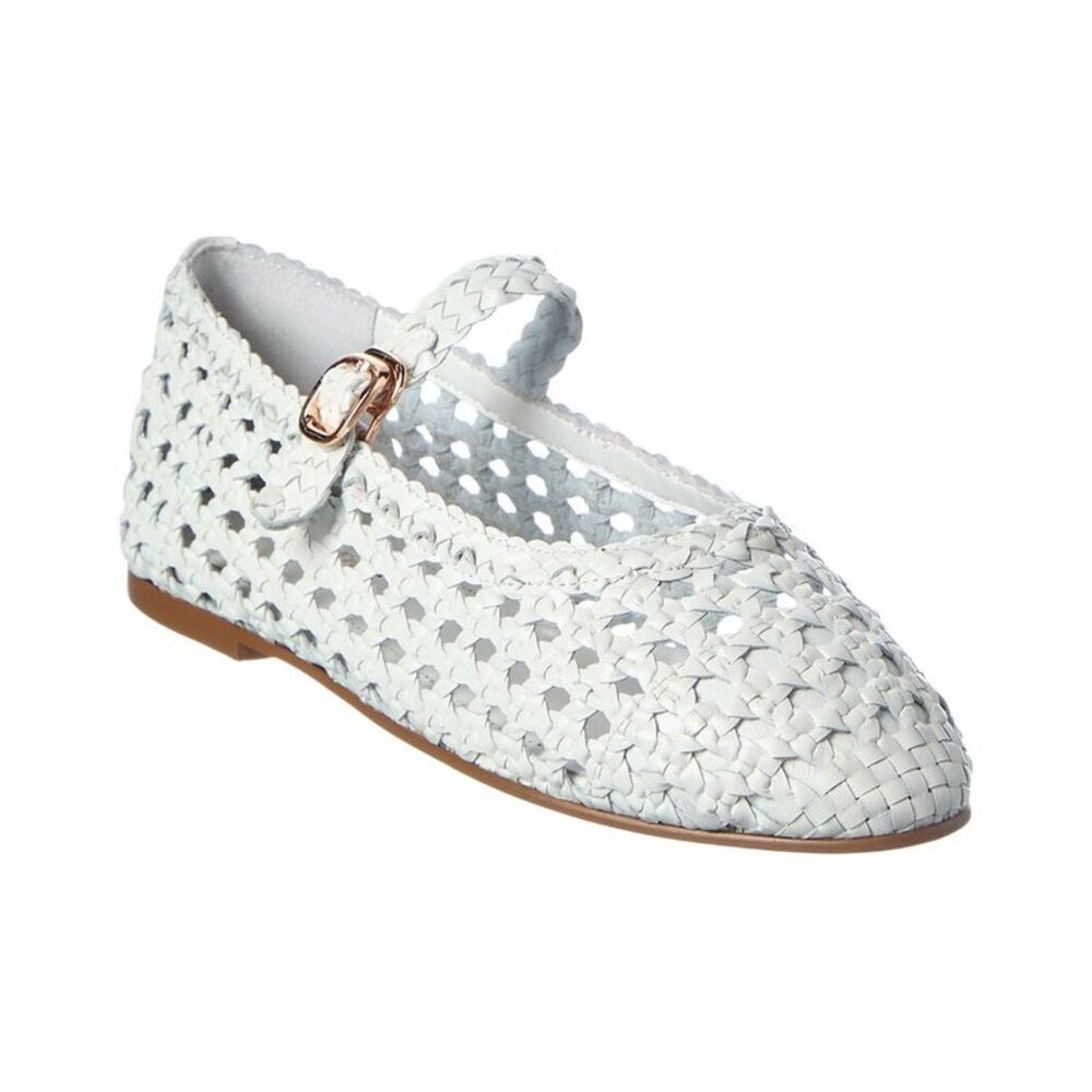 Tiffany & Fred Paris Crochet Leather Flat, White